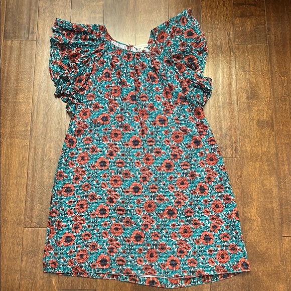 Rebecca Taylor Silk & Cotton Floral Dress, Still Has Button Bag Attached, Size 6 - Picture 3 of 12